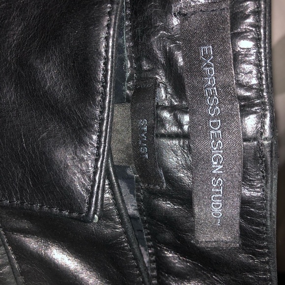 BNWT EXPRESS STYLIST BLACK LEATHER PANTS 0 - Picture 5 of 8